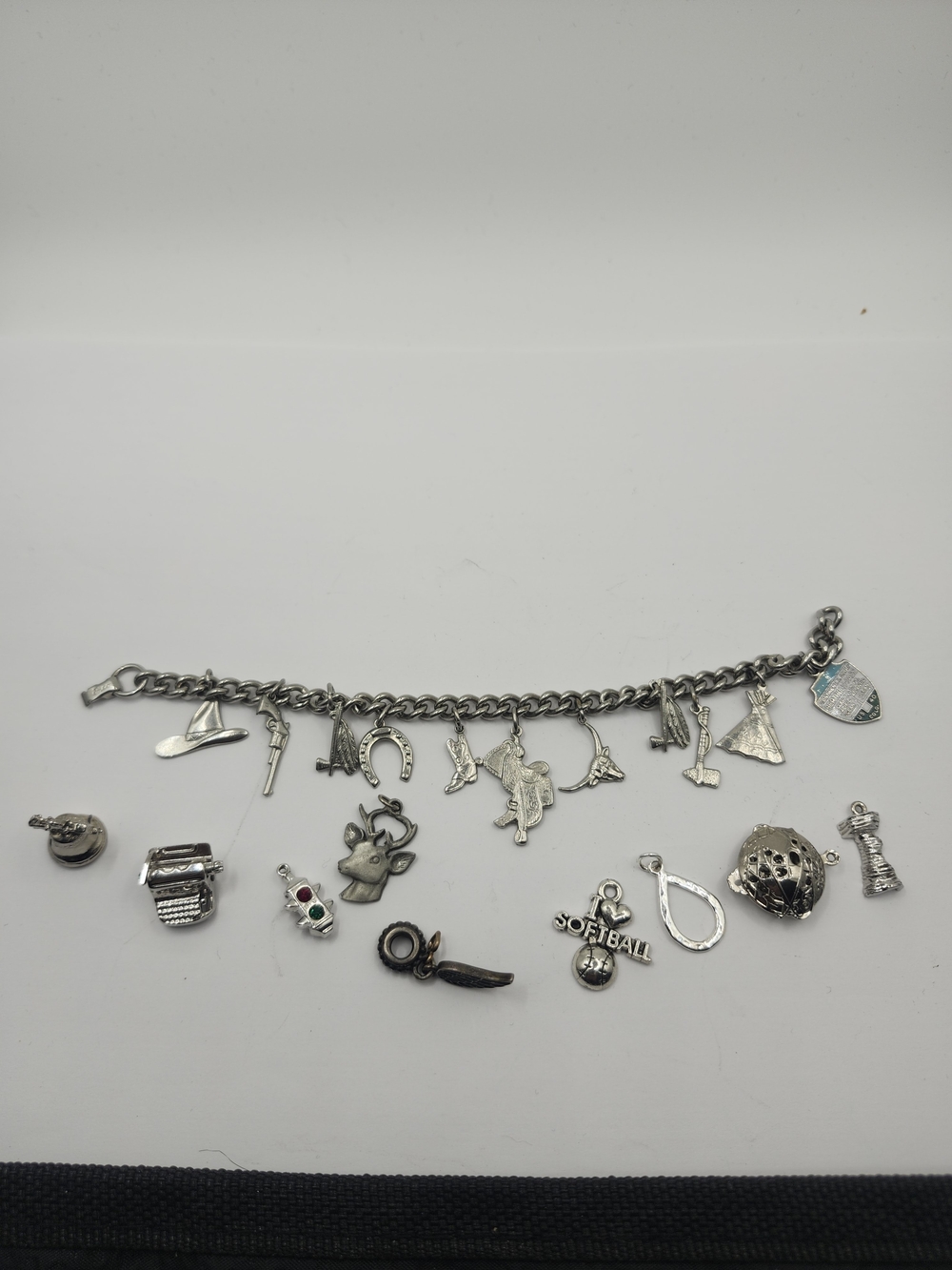 Silver Charm Bracelet with Multiple Sports and Animal Charms